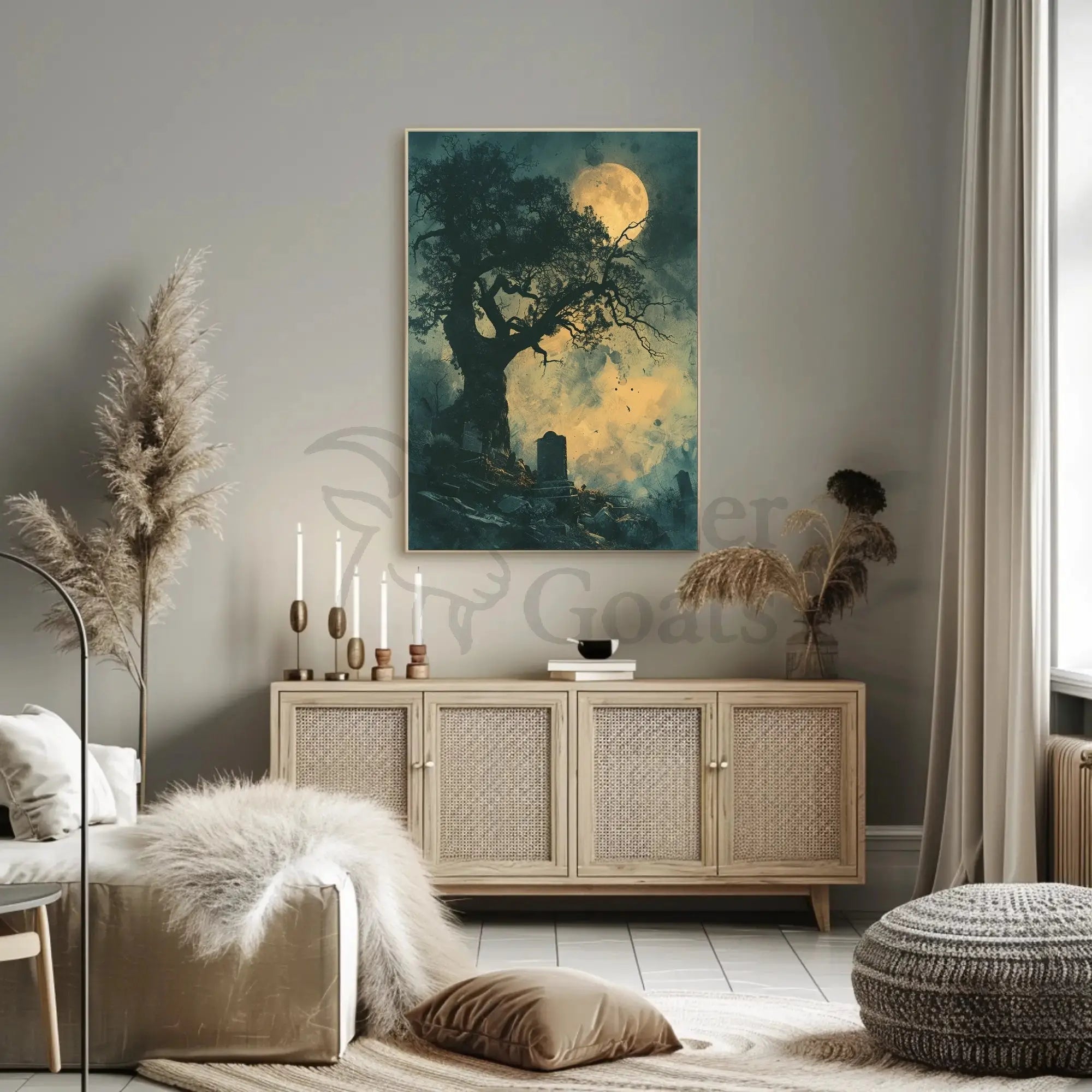 Gothic Graveyard Moonlight Scene Artistic Poster PosterGoat