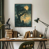 Gothic Graveyard Moonlight Scene Artistic Poster PosterGoat