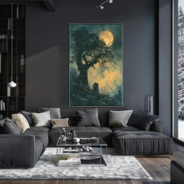 Gothic Graveyard Moonlight Scene Artistic Poster PosterGoat