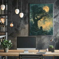 Gothic Graveyard Moonlight Scene Artistic Poster PosterGoat