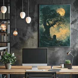 Gothic Graveyard Moonlight Scene Artistic Poster PosterGoat