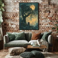 Gothic Graveyard Moonlight Scene Artistic Poster PosterGoat