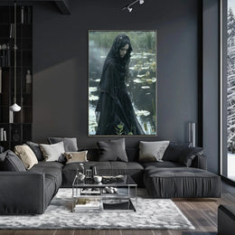 Gothic Lady by Water Lily Pond: Artistic Poster PosterGoat