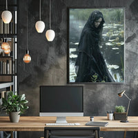 Gothic Lady by Water Lily Pond: Artistic Poster PosterGoat