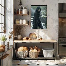 Gothic Lady by Water Lily Pond: Artistic Poster PosterGoat