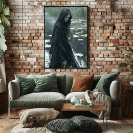 Gothic Lady by Water Lily Pond: Artistic Poster PosterGoat