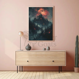 Gothic Medieval Castle on Moonlit Night Artistic Poster PosterGoat