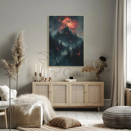 Gothic Medieval Castle on Moonlit Night Artistic Poster PosterGoat