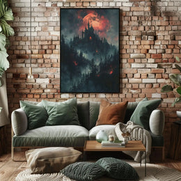 Gothic Medieval Castle on Moonlit Night Artistic Poster PosterGoat