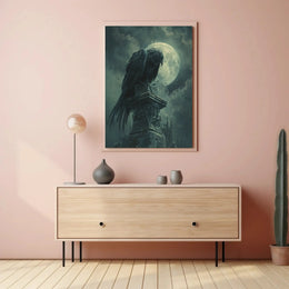 Gothic Moonlit Raven Dark Fantasy Artistic Poster PosterGoat