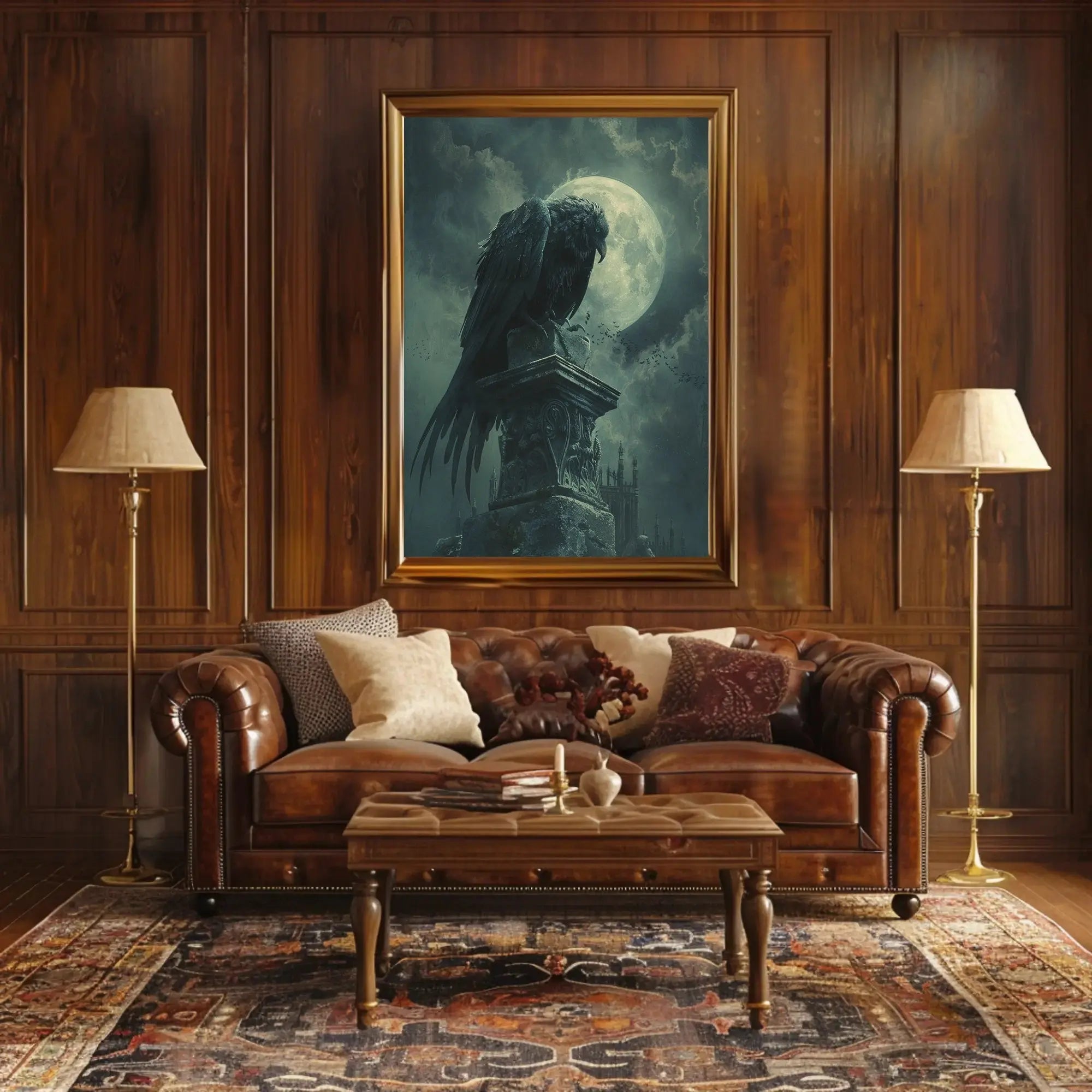 Gothic Moonlit Raven Dark Fantasy Artistic Poster PosterGoat