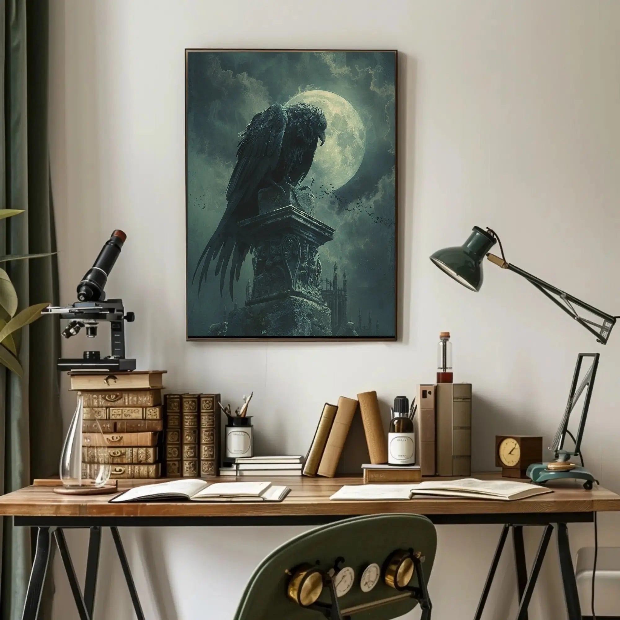 Gothic Moonlit Raven Dark Fantasy Artistic Poster PosterGoat