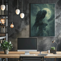 Gothic Moonlit Raven Dark Fantasy Artistic Poster PosterGoat