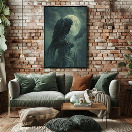 Gothic Moonlit Raven Dark Fantasy Artistic Poster PosterGoat