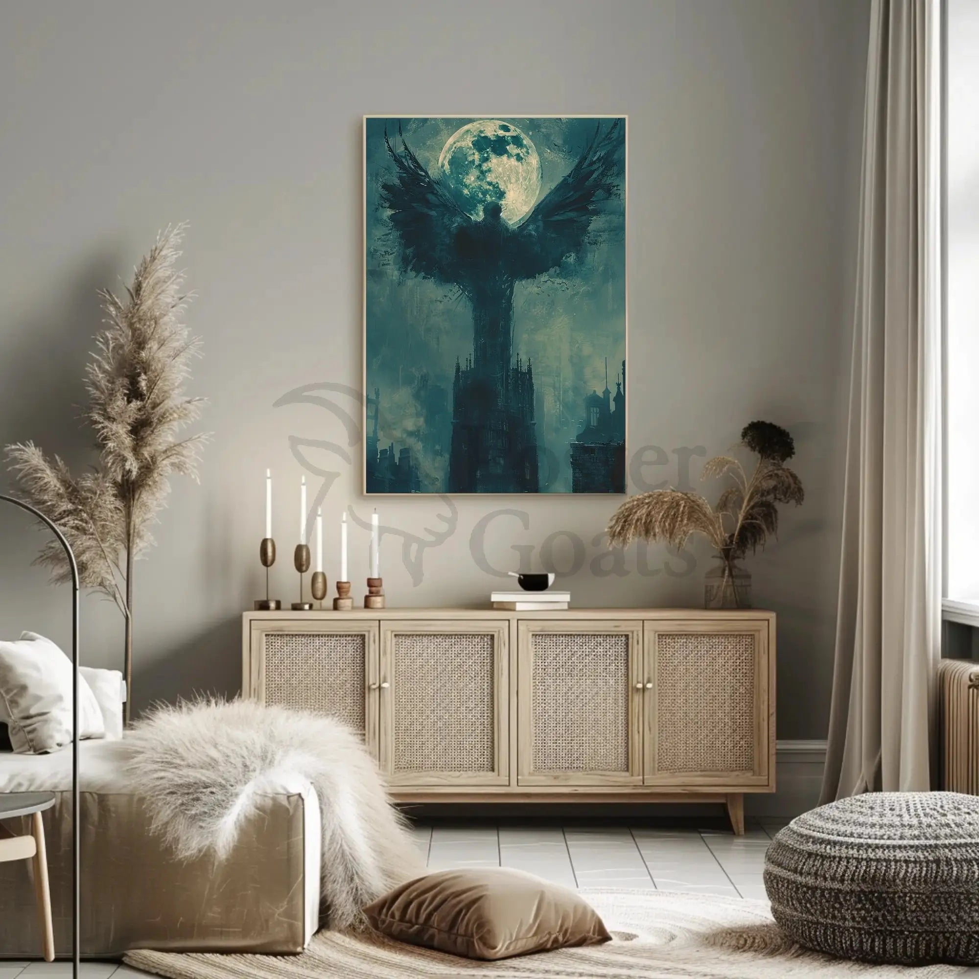 Gothic Moonlit Wings Fantasy Art Poster PosterGoat
