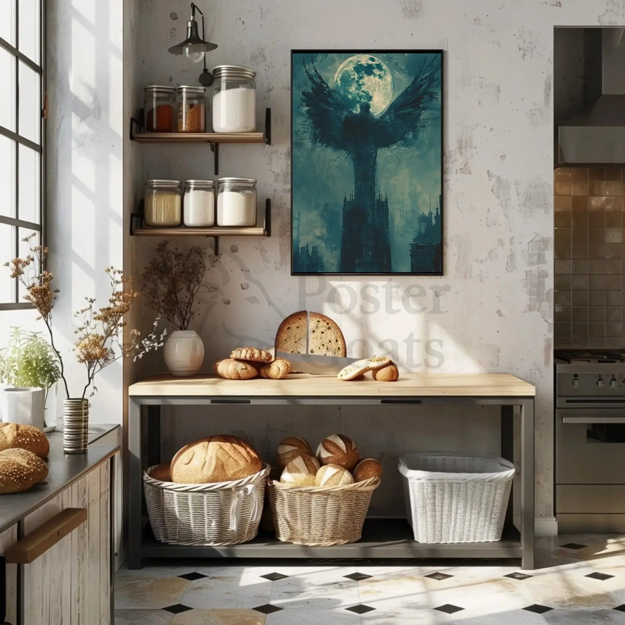 Gothic Moonlit Wings Fantasy Art Poster PosterGoat
