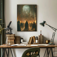 Gothic Mystery Gathering in Cathedral - Artistic Poster PosterGoat