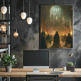 Gothic Mystery Gathering in Cathedral - Artistic Poster PosterGoat