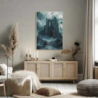 Gothic Ruins in Stormy Seas Artistic Poster PosterGoat