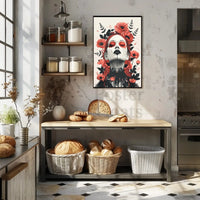 Gothic Surrealism Women's Portrait with Floral Fantasy Art Poster PosterGoat
