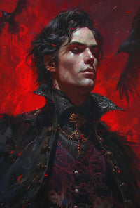 Gothic Vampire Art with Ravens, Artistic or Pop Culture Poster PosterGoat