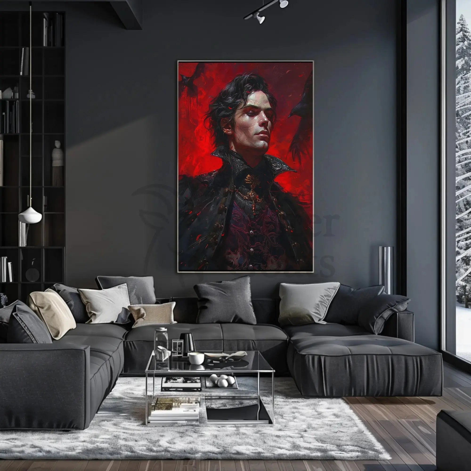 Gothic Vampire Art with Ravens, Artistic or Pop Culture Poster PosterGoat