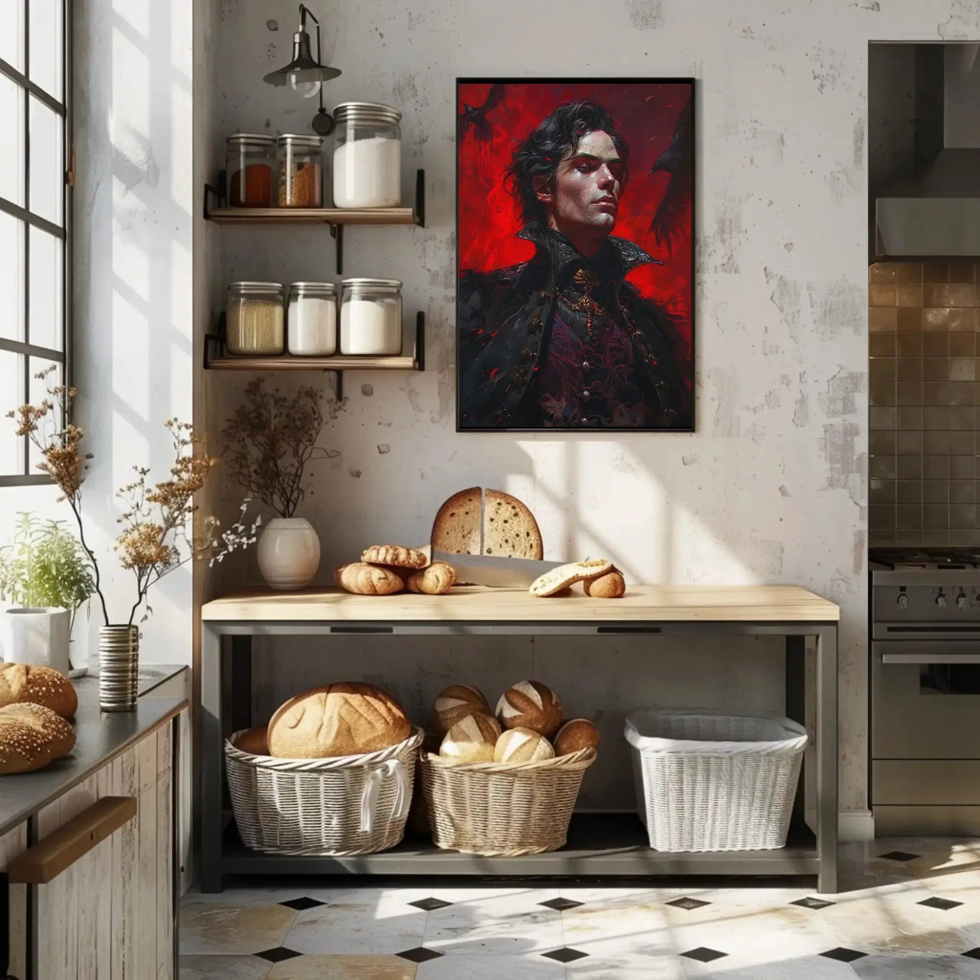 Gothic Vampire Art with Ravens, Artistic or Pop Culture Poster PosterGoat
