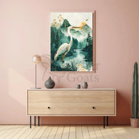 Graceful Heron in Nature Artistic Animal Poster PosterGoat