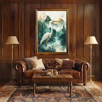 Graceful Heron in Nature Artistic Animal Poster PosterGoat