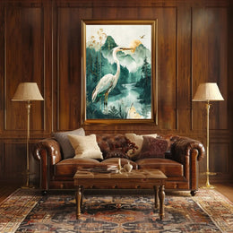 Graceful Heron in Nature Artistic Animal Poster PosterGoat