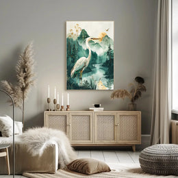 Graceful Heron in Nature Artistic Animal Poster PosterGoat