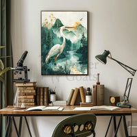 Graceful Heron in Nature Artistic Animal Poster PosterGoat