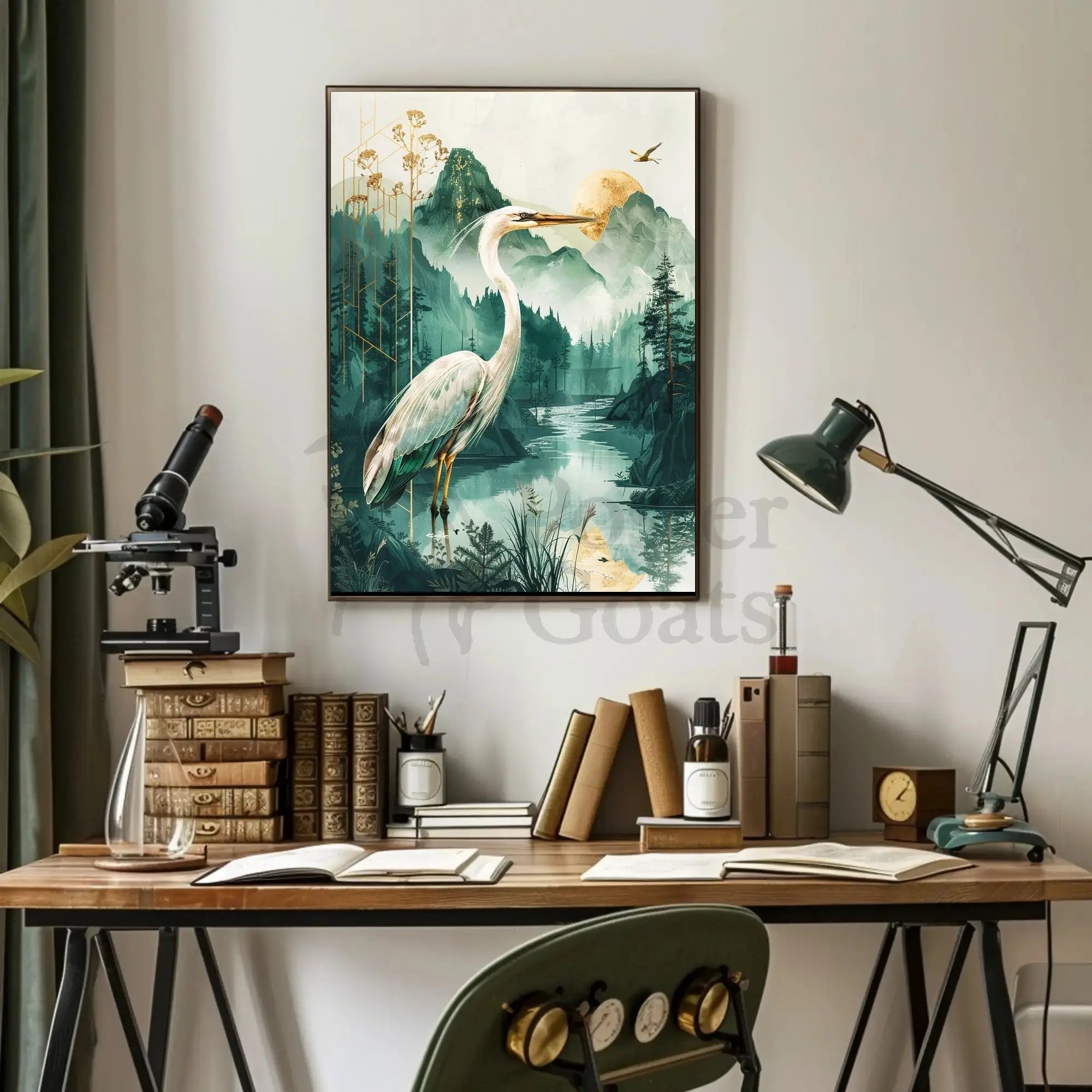 Graceful Heron in Nature Artistic Animal Poster PosterGoat