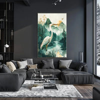Graceful Heron in Nature Artistic Animal Poster PosterGoat