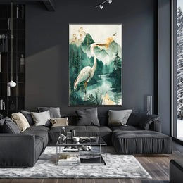 Graceful Heron in Nature Artistic Animal Poster PosterGoat