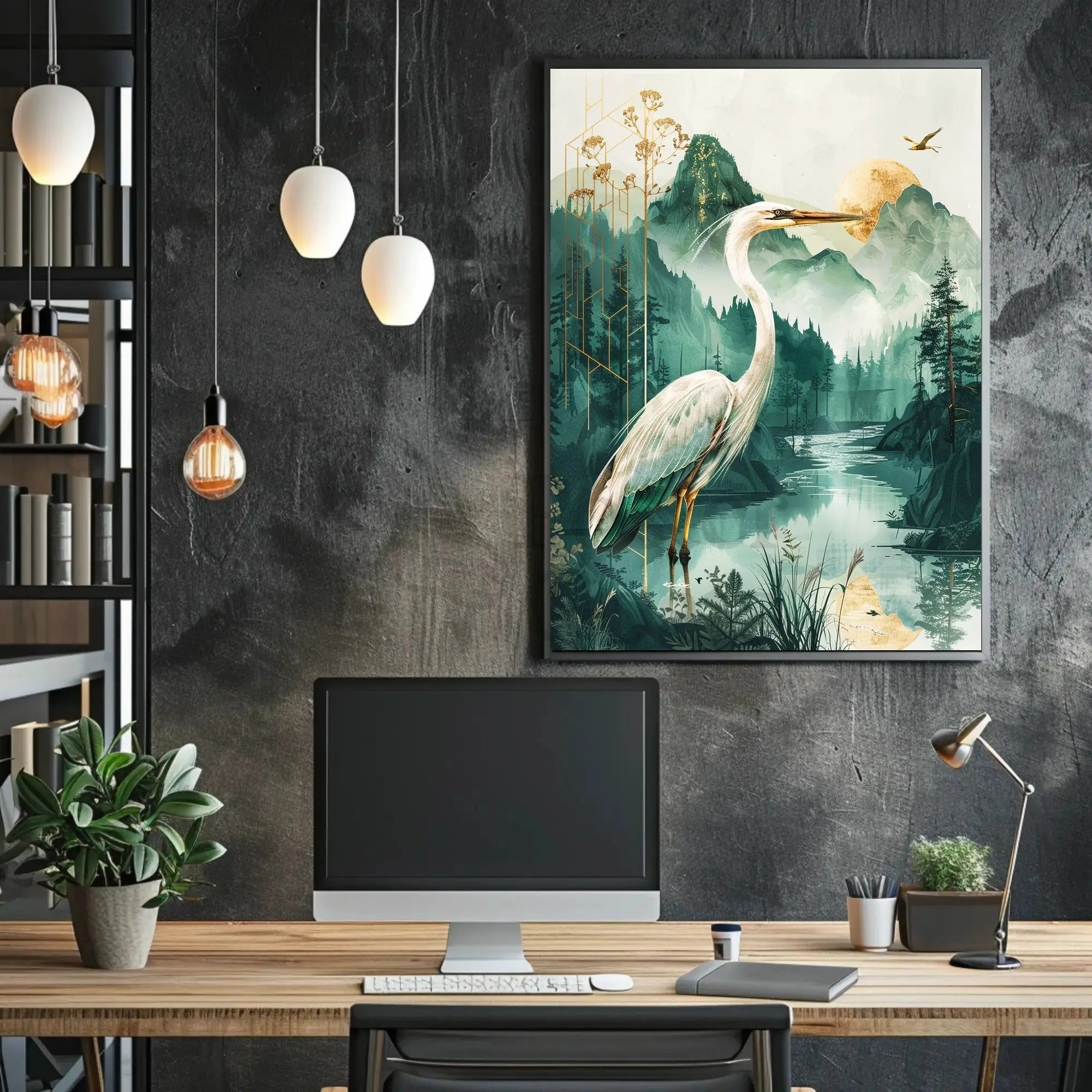 Graceful Heron in Nature Artistic Animal Poster PosterGoat