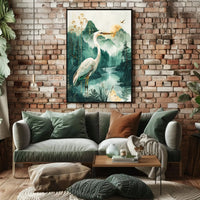Graceful Heron in Nature Artistic Animal Poster PosterGoat