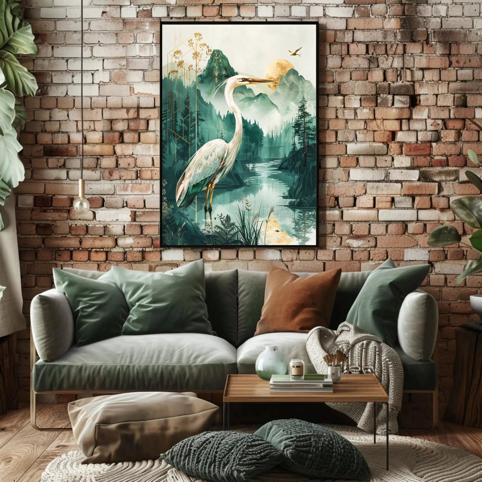 Graceful Heron in Nature Artistic Animal Poster PosterGoat
