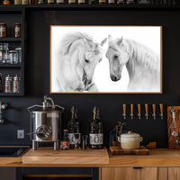 Graceful White Horses Minimalist Wall Art Animal Poster PosterGoat