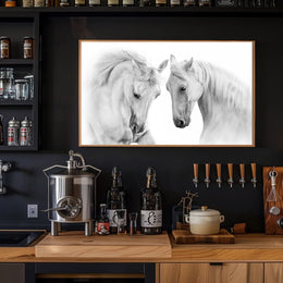 Graceful White Horses Minimalist Wall Art Animal Poster PosterGoat