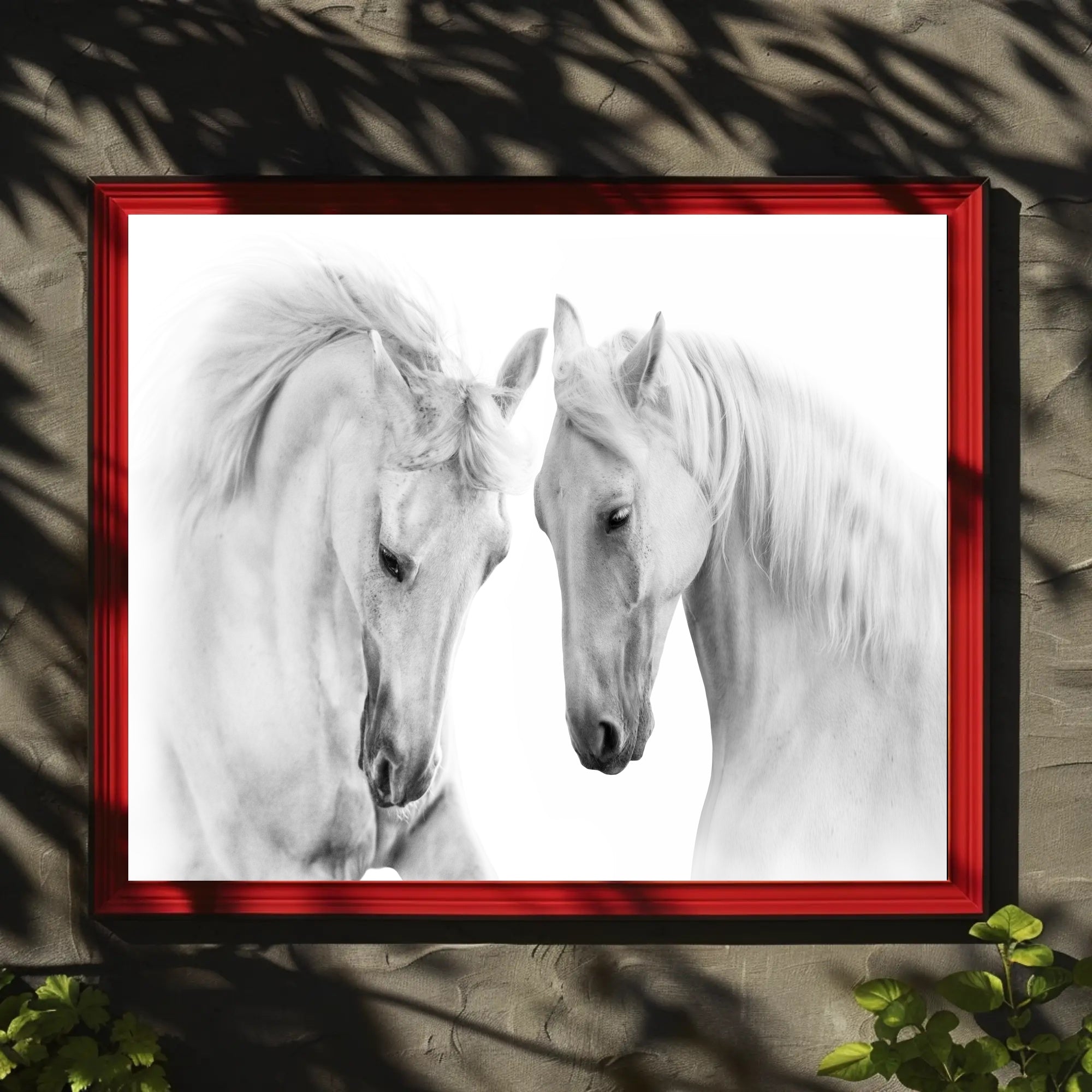 Graceful White Horses Minimalist Wall Art Animal Poster PosterGoat