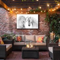 Graceful White Horses Minimalist Wall Art Animal Poster PosterGoat