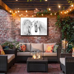 Graceful White Horses Minimalist Wall Art Animal Poster PosterGoat
