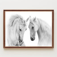 Graceful White Horses Minimalist Wall Art Animal Poster PosterGoat