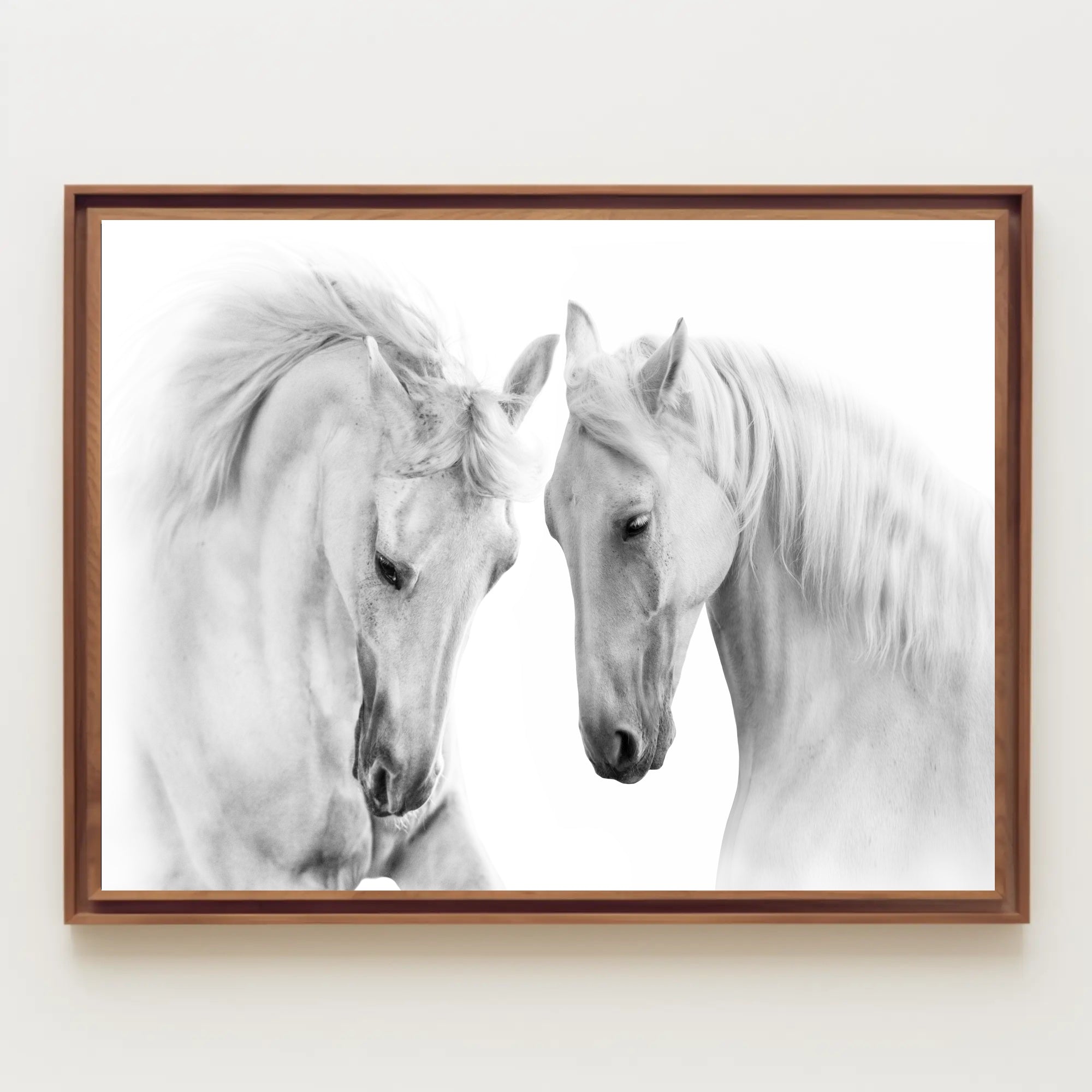 Graceful White Horses Minimalist Wall Art Animal Poster PosterGoat
