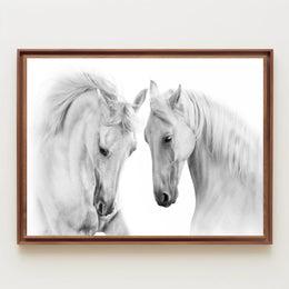 Graceful White Horses Minimalist Wall Art Animal Poster PosterGoat