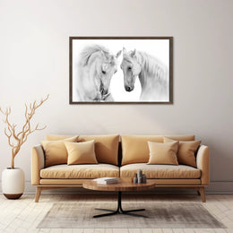 Graceful White Horses Minimalist Wall Art Animal Poster PosterGoat