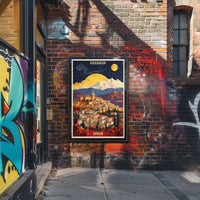 Granada Nightscape Art with Dreamlike Vintage Cityscape Poster PosterGoat