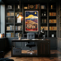 Granada Nightscape Art with Dreamlike Vintage Cityscape Poster PosterGoat