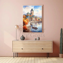 Grand Château Frontenac Watercolor European Travel Poster PosterGoat